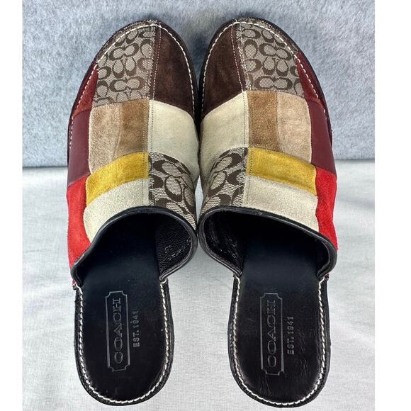 Coach Y2K Kieran Woman's sz 6 Patchwork Clog Heels Suede Platform Boho - Picture 4 of 8